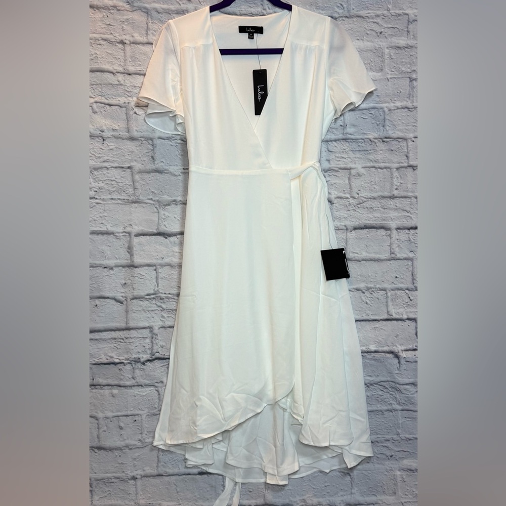 Lulu's White High Low Wrap Dress (0357)